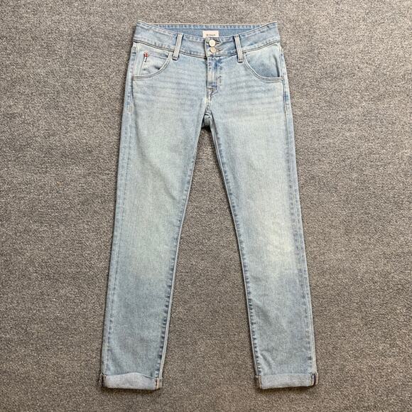 Hudson Jeans Womens 25 Light Denim Collin Crop Straight Cuffed Hem Flap Pocket - Picture 2 of 15